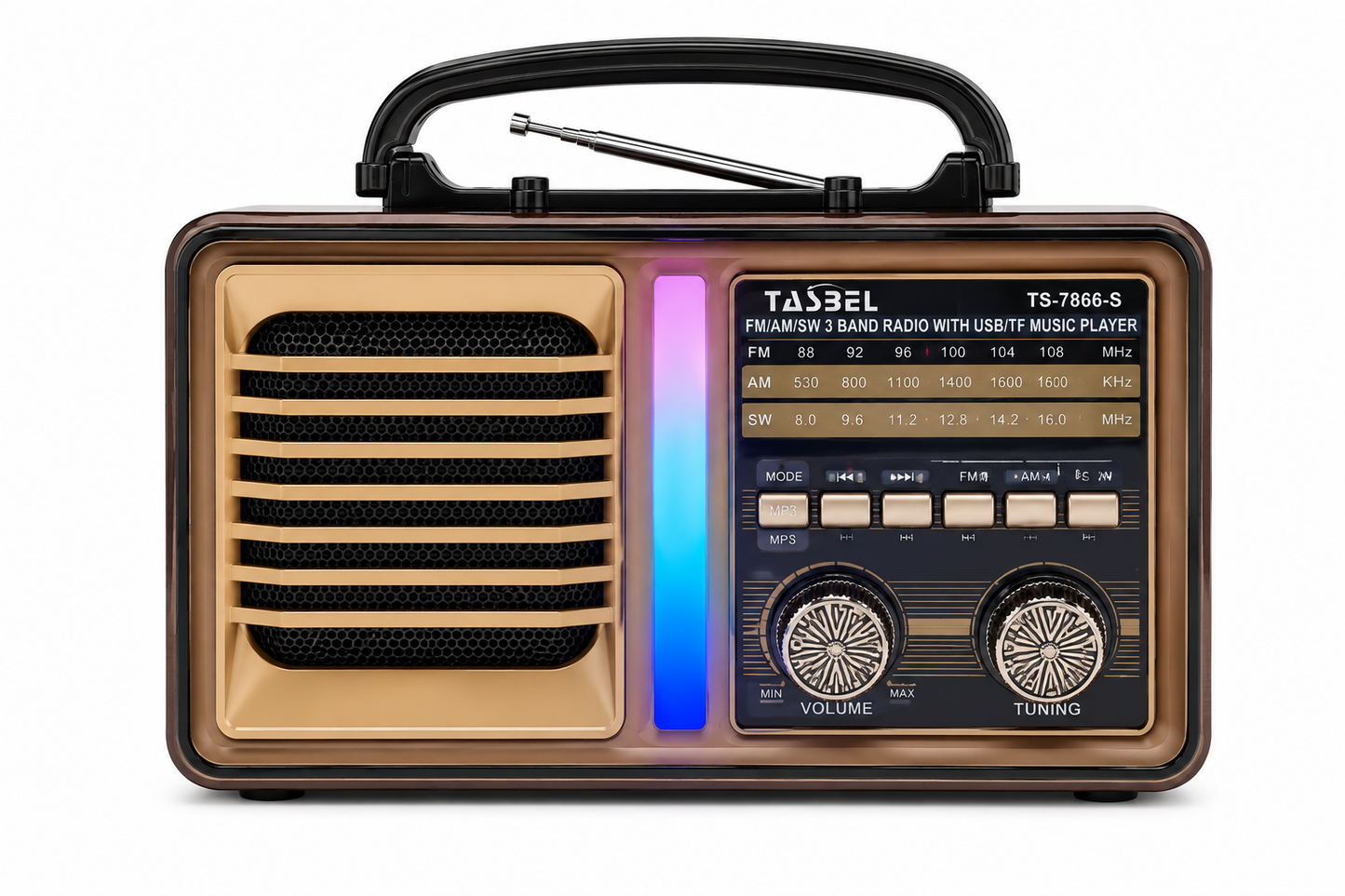 Radio Retro Portátil Tasbel FM/AM/SW con USB y MP3
