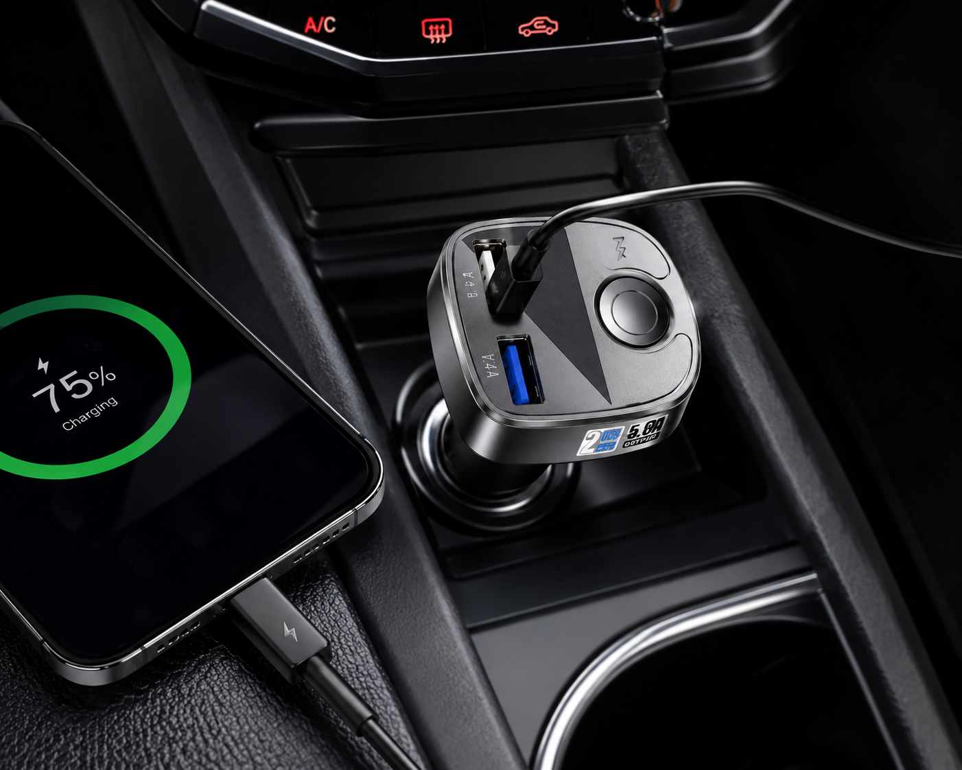 Adaptador Bluetooth para Auto con USB Dual
