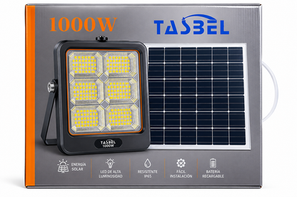 Foco Solar LED TASBEL 1000W con Panel Solar Exterior