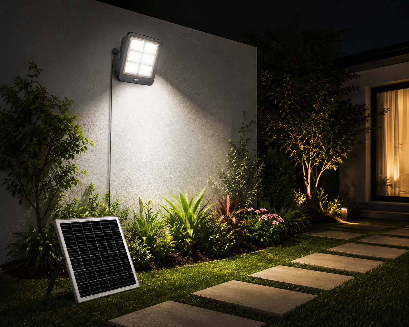 Foco Solar LED TASBEL 1000W con Panel Solar Exterior