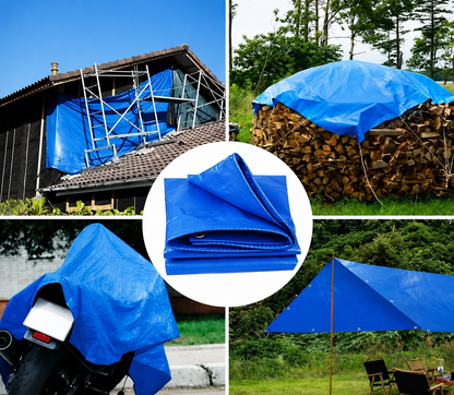 Lona Azul Impermeable Reforzada Multiuso con Ojales