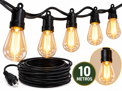 Guirnalda de Luces Vintage LED 10 Metros con Ampolletas Incluidas