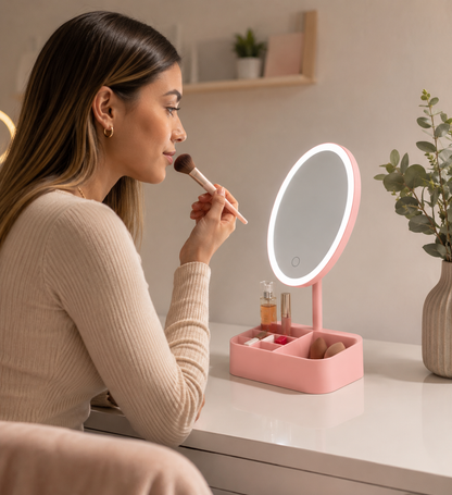 Espejo de Maquillaje LED Tasbel con Organizador