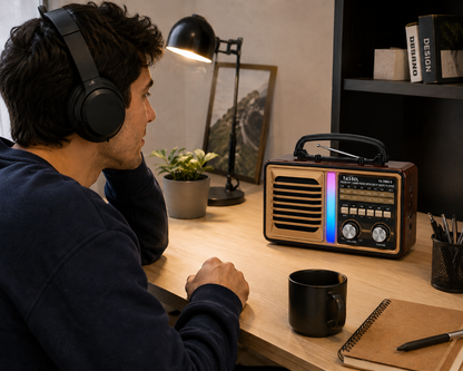 Radio Retro Portátil Tasbel FM/AM/SW con USB y MP3