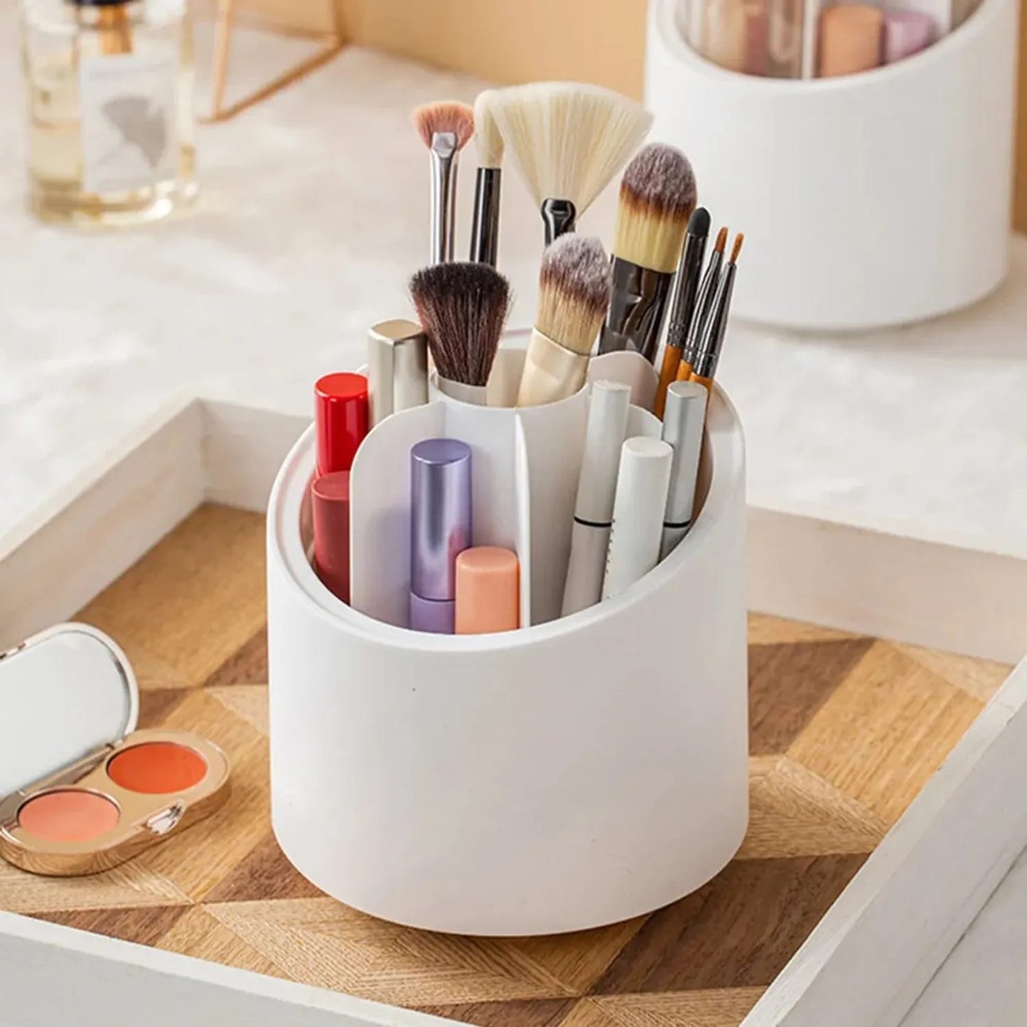 Organizador Giratorio para Maquillaje con Tapa Protectora
